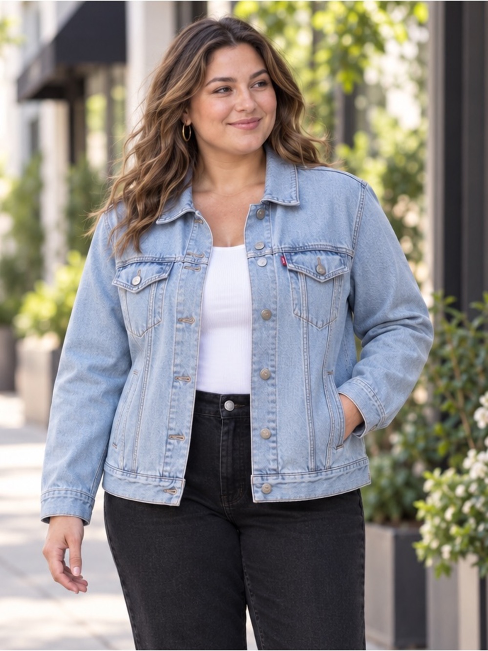 LEVI’S Women’s Denim Trucker Jacket Sun Baked Blue Size 3X NEW